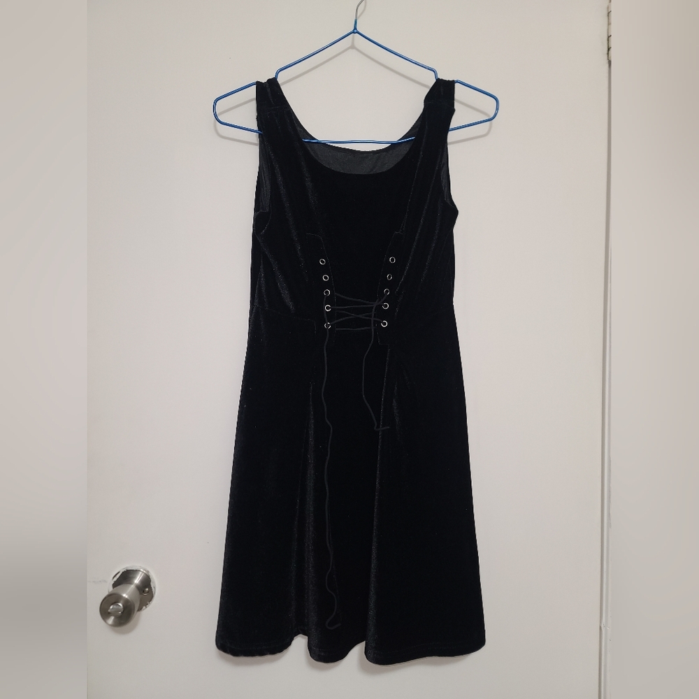 Black velvet mini dress
